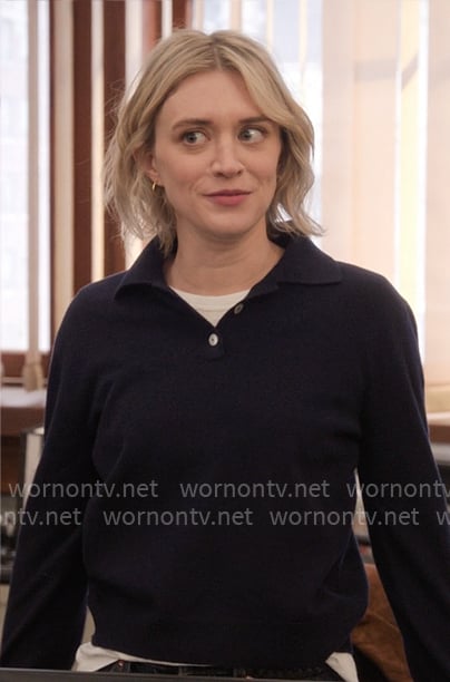 Mare's navy polo sweater on The Paper