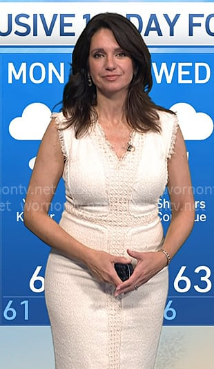 Maria’s ivory v-neck tweed dress on Today Maria’s ivory v-neck tweed dress on Today