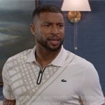 Martin's white and beige placement print polo on Beyond the Gates