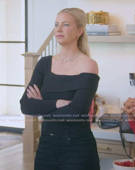 Mayci's black off shoulder top on The Secret Lives of Mormon Wives