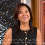 Meg Oliver’s black dress with gold buttons on CBS Mornings