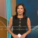 Meg Oliver’s black dress with gold buttons on CBS Mornings Meg Oliver’s black dress with gold buttons on CBS Mornings