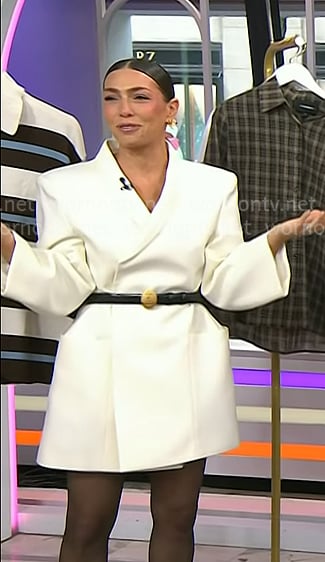 Melissa’s white blazer dress and belt on Today Melissa’s white blazer dress and belt on Today