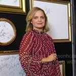 Mena Suvari’s red printed asymmetric dress on Good Morning America Mena Suvari’s red printed asymmetric dress on Good Morning America