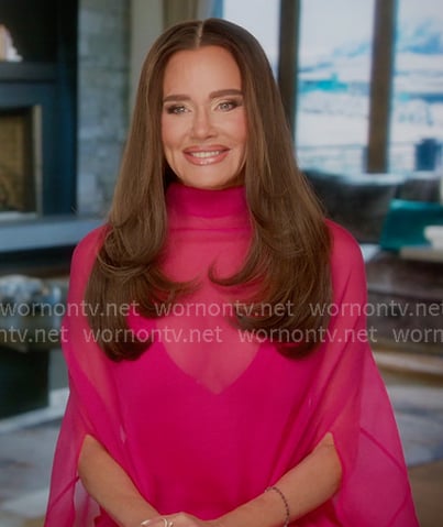 Meredith's pink draped confessional dress on The Real Housewives of Salt Lake City