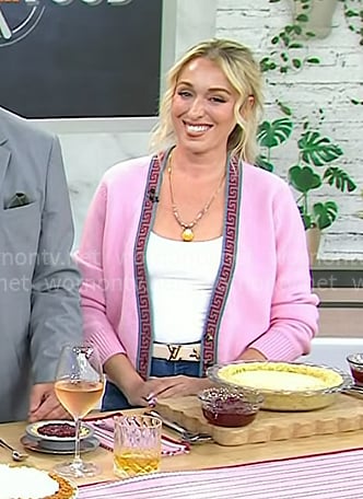 Michelle Kogan’s pink cardigan and white leather belt on Today