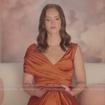 Mikayla’s orange satin confessional dress on The Secret Lives of Mormon Wives Mikayla’s orange satin confessional dress on The Secret Lives of Mormon Wives