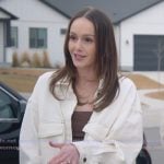 Mikayla’s white denim overshirt on The Secret Lives of Mormon Wives Mikayla’s white denim overshirt on The Secret Lives of Mormon Wives