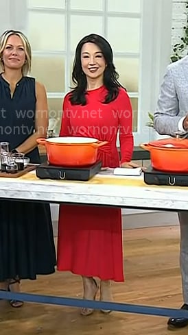 Ming-Na Wen’s red midi dress on Today