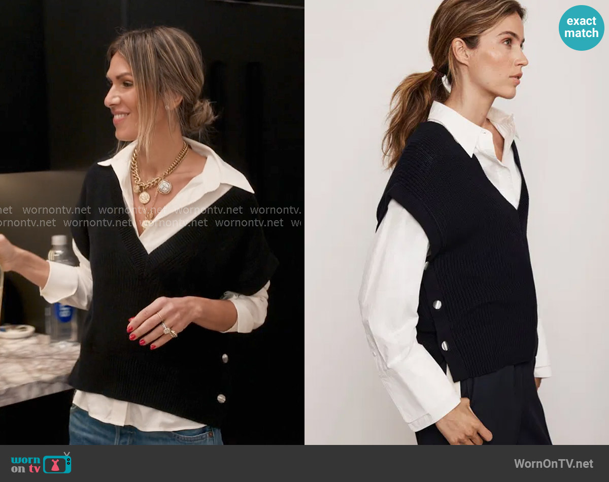 Mint Velvet Sleeveless Cotton Rib Knit Tabard Top worn by Erin Lichy on The Real Housewives of New York City