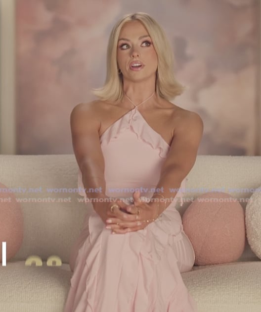 Miranda's pink halter confessional dress on The Secret Lives of Mormon Wives
