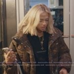 Miranda’s printed puffer jacket and sweateset on The Secret Lives of Mormon Wives Miranda’s printed puffer jacket and sweateset on The Secret Lives of Mormon Wives