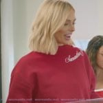 Miranda’s red high neck embroidered sweatshirt on The Secret Lives of Mormon Wives Miranda’s red high neck embroidered sweatshirt on The Secret Lives of Mormon Wives