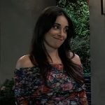 Molly’s floral mesh off-shoulder top on General Hospital Molly’s floral mesh off-shoulder top on General Hospital