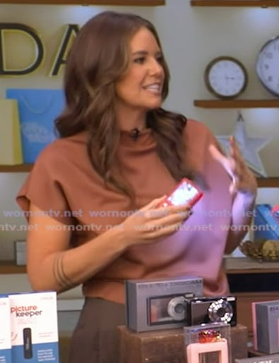 Monica’s brown mock neck top on Live with Kelly and Mark Monica’s brown mock neck top on Live with Kelly and Mark