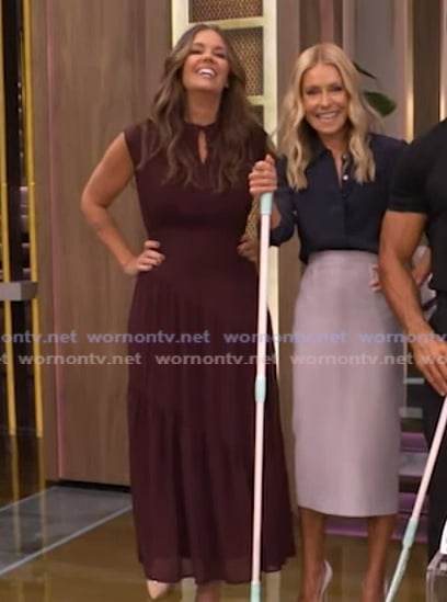 Monica’s burgundy maxi dress on Live with Kelly and Mark Monica’s burgundy maxi dress on Live with Kelly and Mark