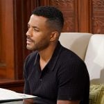 Nate’s black textured polo shirt on The Young and the Restless Nate’s black textured polo shirt on The Young and the Restless