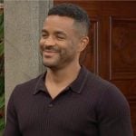 Nate’s black textured polo shirt on The Young and the Restless Nate’s black textured polo shirt on The Young and the Restless