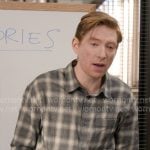 Ned’s grey plaid shirt on The Paper