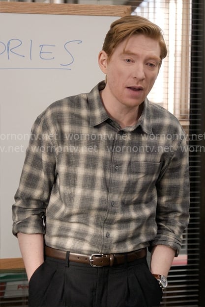 Ned's grey plaid shirt on The Paper