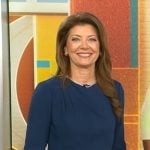Norah O’Donnell’s navy long sleeved dress on CBS Mornings