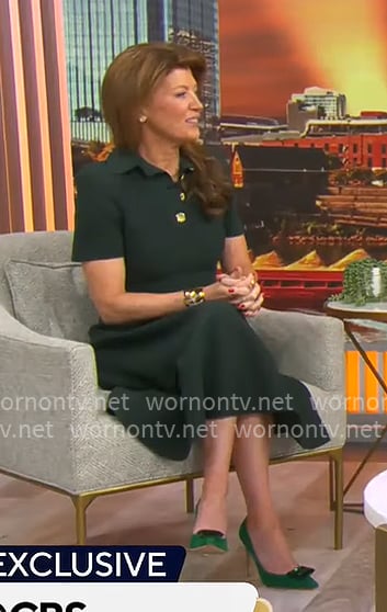 Norah O’Donnel’s dark green polo dress on CBS Mornings