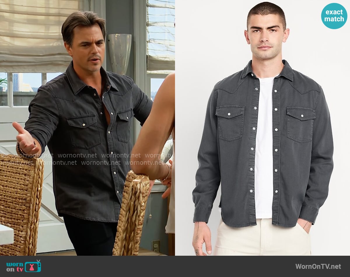 Old Navy Denim Western Pocket Shirt worn by Wyatt Spencer (Darin Brooks) on The Bold and the Beautiful Old Navy Denim Western Pocket Shirt worn by Wyatt Spencer (Darin Brooks) on The Bold and the Beautiful