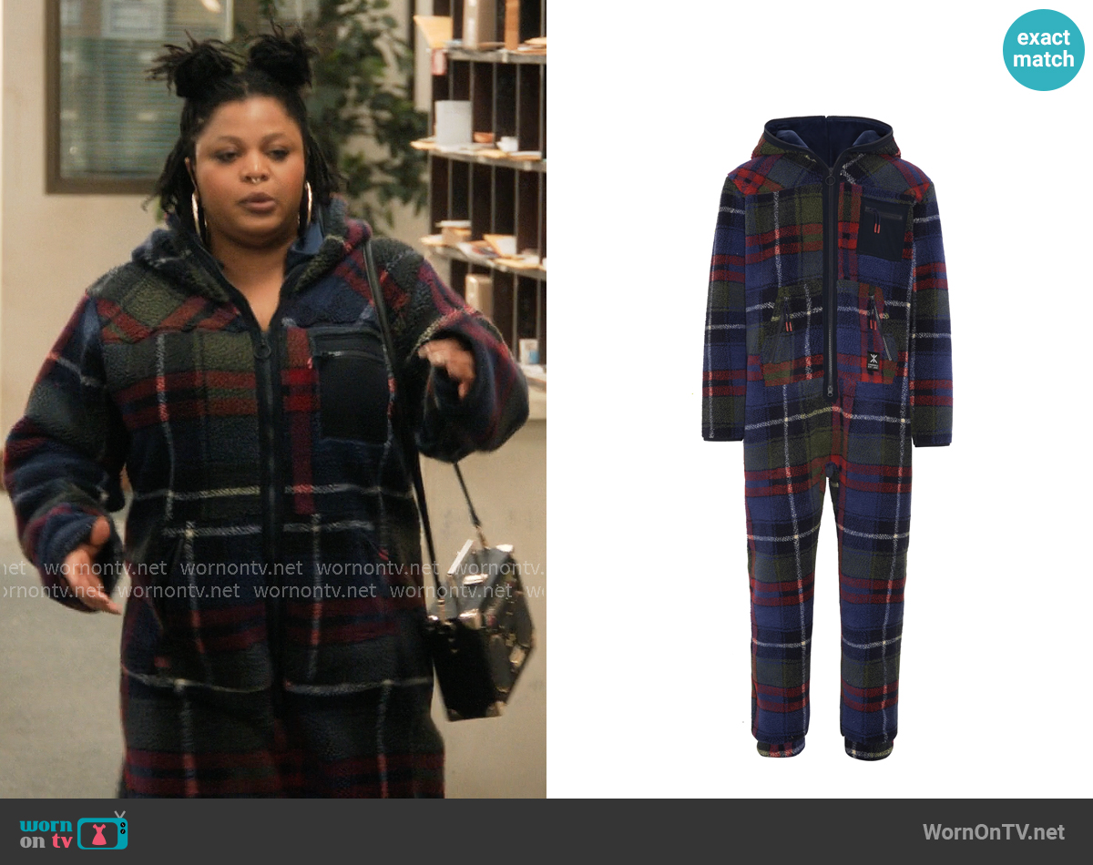 One Piece Checkered Fleece Jumpsuit worn by Adelola Olofin (Gbemisola Ikumelo) on The Paper One Piece Checkered Fleece Jumpsuit worn by Adelola Olofin (Gbemisola Ikumelo) on The Paper