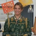 Pati Jinich’s green floral print blouse on Good Morning America