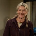 Patty’s black coveralls and stuffed cat on The Young and the Restless Patty’s black coveralls and stuffed cat on The Young and the Restless