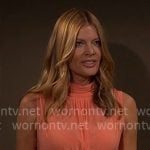 Phyllis's coral cross front dress on The Young and the Restless
