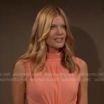 Phyllis’s coral cross front dress on The Young and the Restless Phyllis’s coral cross front dress on The Young and the Restless