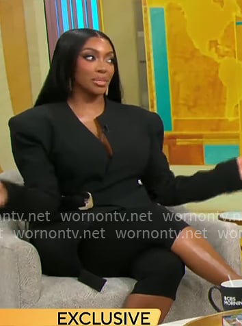 Porsha Williams’ black jacket with gold buckle on CBS Mornings Porsha Williams’ black jacket with gold buckle on CBS Mornings