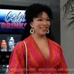 Portia's pink printed v-neck dress on General Hospital