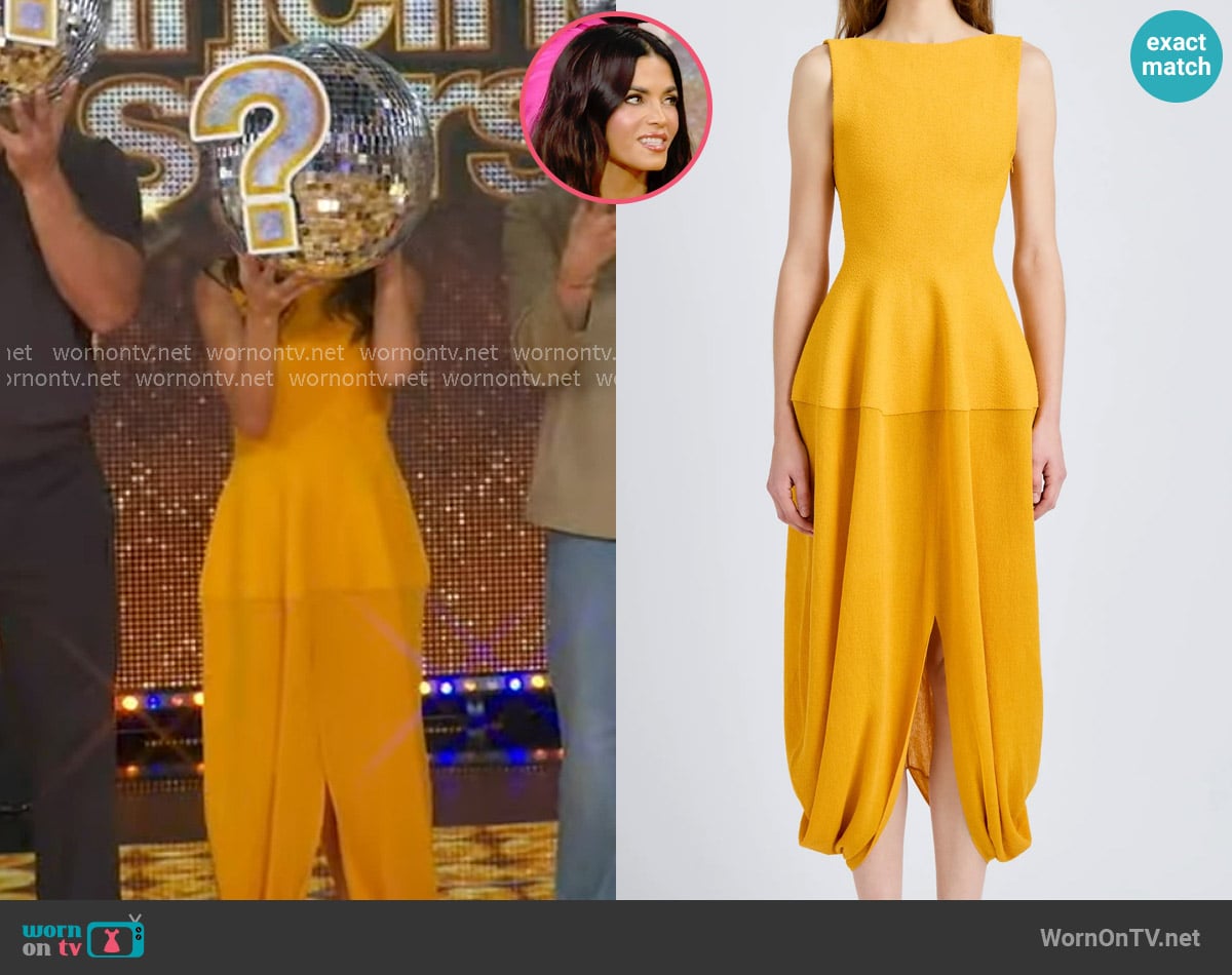 Proenza Schouler Sukki Dress in Draped Viscose Marigold worn by Jenna Dewan on Good Morning America
