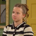 Rachel’s black and white striped knit top on Days of our Lives Rachel’s black and white striped knit top on Days of our Lives
