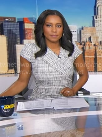 Rachel’s plaid fringe trim dress on Good Morning America Rachel’s plaid fringe trim dress on Good Morning America