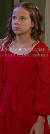 Rachel's red floral tiered dress on Days of our Lives