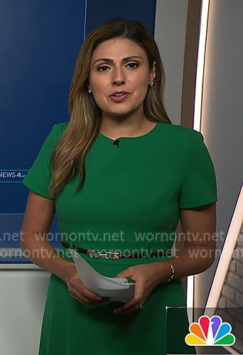 Rana Novini’s green belted short sleeve dress on NBC News Daily Rana Novini’s green belted short sleeve dress on NBC News Daily
