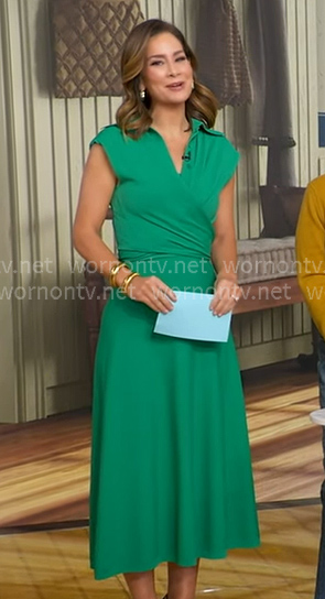 Rebecca's green wrap top and dress on Good Morning America