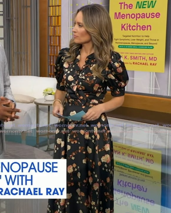 Rhiannon’s black floral print dress on Good Morning America