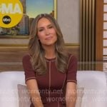 Rhiannon’s brown brown dress with contrast stitching on Good Morning America Rhiannon’s brown brown dress with contrast stitching on Good Morning America
