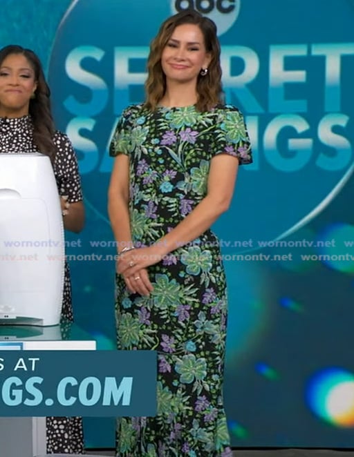 Rhiannon’s floral print midi dress on Good Morning America Rhiannon’s floral print midi dress on Good Morning America