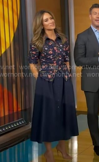 Rhiannon’s navy floral dress on Good Morning America Rhiannon’s navy floral dress on Good Morning America