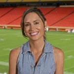 Rhiannon’s sleeveless denim jupsuit on Good Morning America