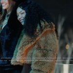 Riley’s brown faux fur jacket on Next Gen NYC Riley’s brown faux fur jacket on Next Gen NYC