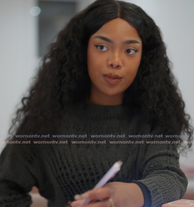 Riley’s distressed knit sweater on Next Gen NYC