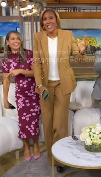 Robin's camel blazer and pants on Good Morning America