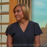 Robin’s navy flutter sleeve dress on Good Morning America Robin’s navy flutter sleeve dress on Good Morning America