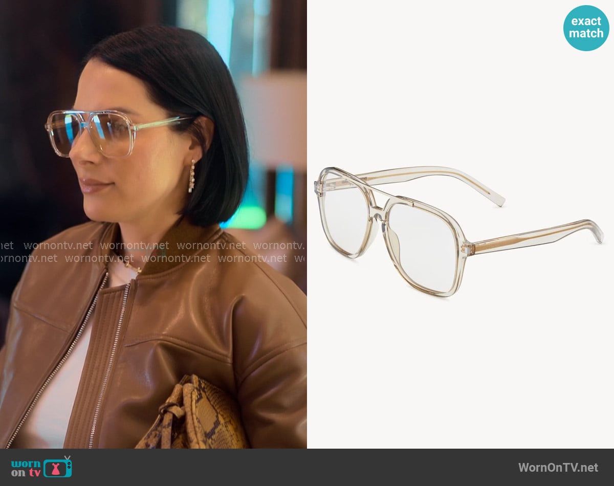 Saint Laurent SL 545 Sunglasses in Transparent Cream and Light Gold worn by Ashley Earle on Earle Meets World Saint Laurent SL 545 Sunglasses in Transparent Cream and Light Gold worn by Ashley Earle on Earle Meets World